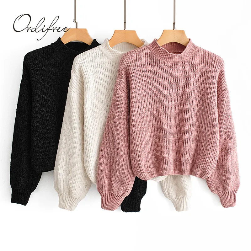 

Ordifree 2019 Autumn Winter Women Turtleneck Sweater Knitted Pullovers Knitwear Female Jumper Pull Femme