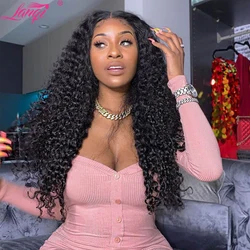 Afro Kinky Curly Human Hair Wig Pre Plucked 30 Inch Lace Front Wig Brazilian Closure Wig Curly Deep Wave Frontal Wigs For Women