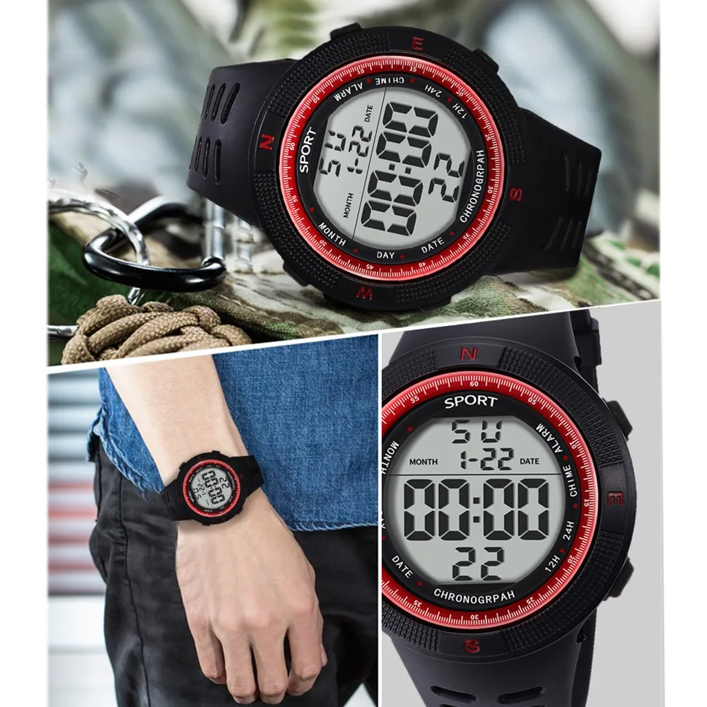 Модные спортивные часы для молодых Reloj Hombre высококачественные многофункциональные 30 м спортивные электронные водонепроницаемые часы Relogio Masculino