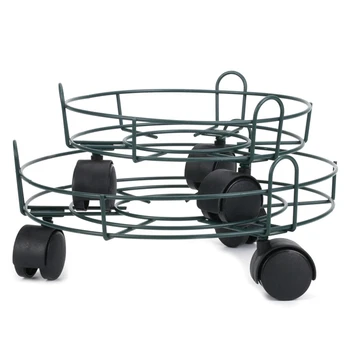 

2-Piece Mobile Flower Pot Tray Large Flower Pot Holder with Brake Roller Holder Bonsai Tray