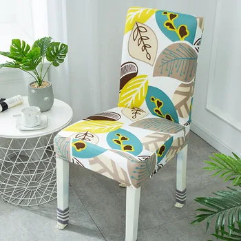 

Spandex Printed Elastic Chair Cover Slipcover Removable Anti-dirty Kitchen Seat Chair Cover with Back Chair Covers Spandex