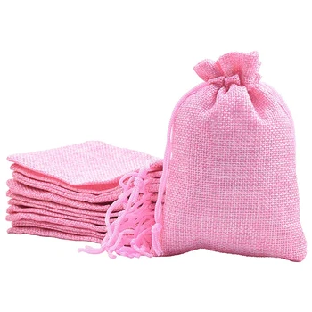 

50Pcs Drawstring Burlap Bag Gift Bags Jewelry Packaging Wedding Bags with Candy Bag