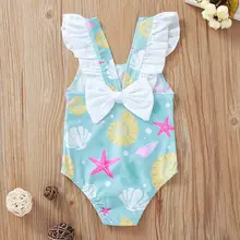 Girl Swimsuit Bathing-Suits Starfish Ruffle One-Piece Toddler Kids Beach Children Cartoon