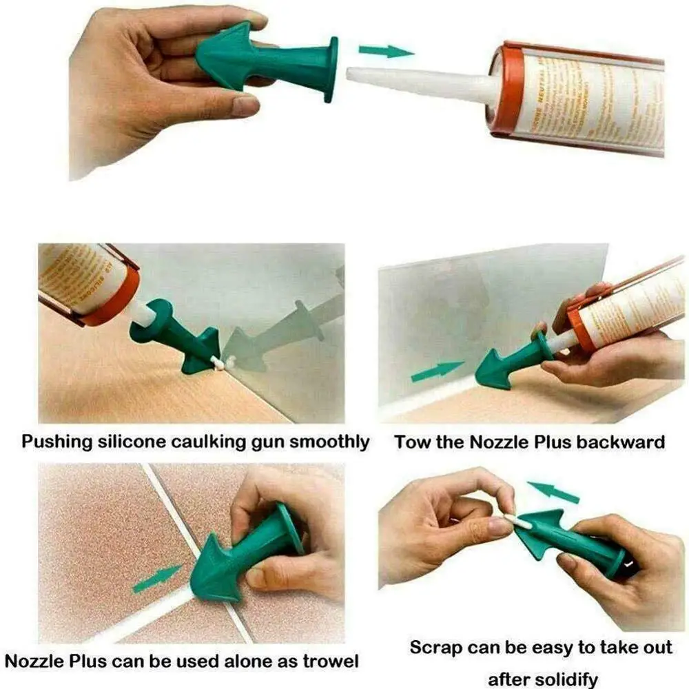 Caulking tool kit Silicone Sealant Grout Finishing Scraper Caulk Nozzles  Set US