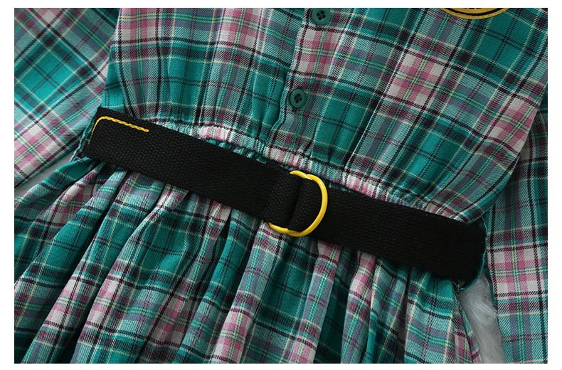 女童长袖连衣裙秋装洋气2020新款中大儿童秋季纯棉格子学院风裙子_A9_10