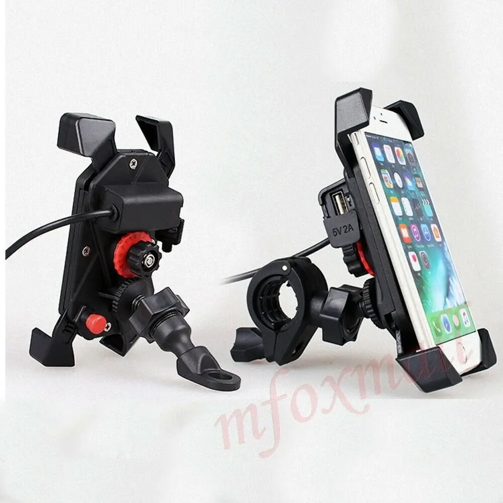 Universal Motorcycle Bicycle Handlebar Mobile Phone Holder Cell Phone Bracket Handle Bar GPS Mount With USB Charger Accessories