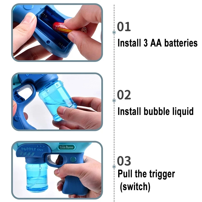 Automatic Bubble Blower Toy Electric Bubble Machine Flashing Light Music Soap water Bubbles Maker Gun for Child Kid Outdoor Toys 5