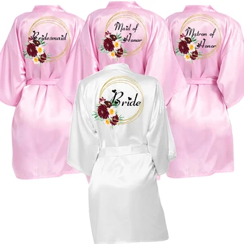 

Personalized Favors gift Bride Team Robes Flower Print Custom Name Bridal Party Robes Bridesmaid Robes Wedding Party