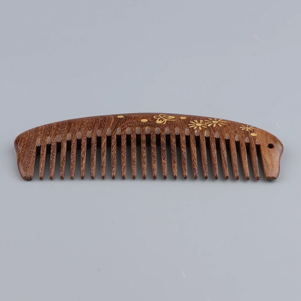 Handmade Sandalwood Wide Tooth Wooden Mustache Comb Detangling Hair Comb