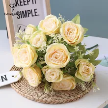 Lovegrace розы букет 12 голов розы невесты Свадебный букет Цветочная композиция Искусственные цветы DIY вечерние украшения для дома