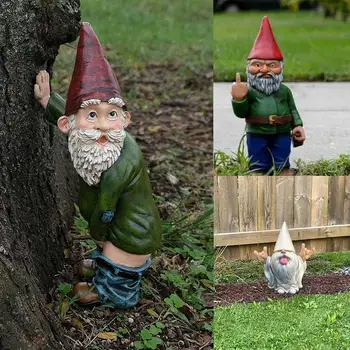 

Resin Naughty Garden Gnome Garden Statue Christmas Up Dress Decoration Hogard Resin Gnome Christmas Resin New Gnome Garden K4T3