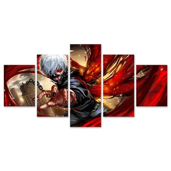 

Anime Boys Tokyo Ghoul Red Kaneki Ken Home Decor Canvas Painting 5 Pieces Wall Art Modular Picture Modern Artwork Poster