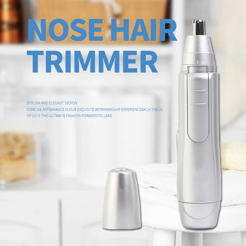 Триммер для носа ушной триммер для волос с батарейками из нержавеющей стали двойной лезвия триммер для волос для лица (Съемная головка и