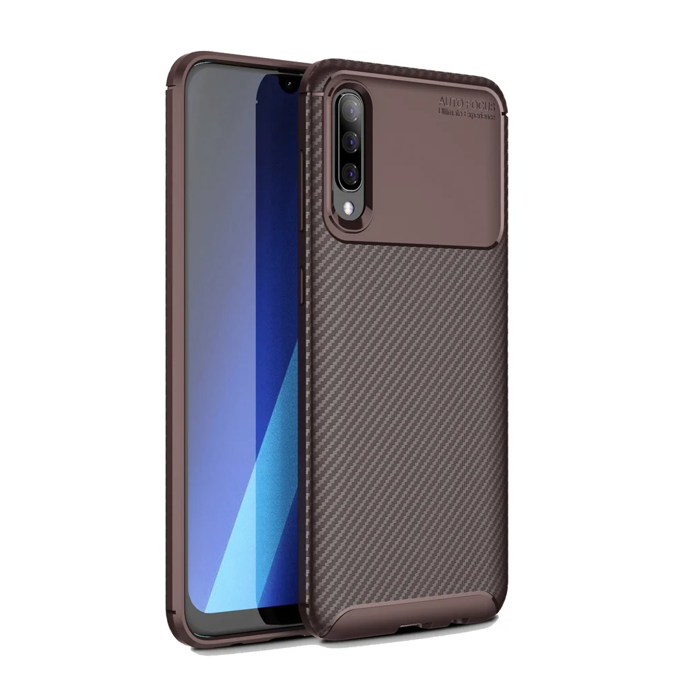 OTAO Мягкий силиконовый чехол для samsung Galaxy A50 A70 A10 A20 A30 A60 M20 M30 A7 A8 плюс чистый углеродный волоконный чехол противоударный чехол - Цвет: Brown