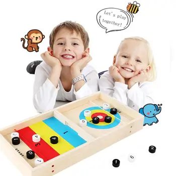 

Double-Sided Wooden Mini Ice Fox Ball Tabletop Shuffleboard Game Educational Toy For Children Family Entertainment Board Game