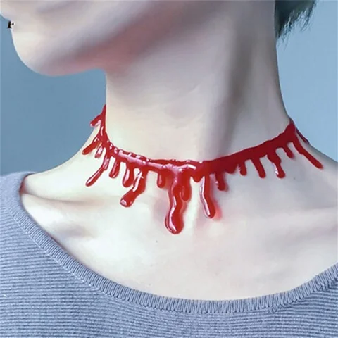 New Fashion Halloween Red Blood Choker Necklace For Women Scary Vampire Dark Cosplay Necklaces Gothic Jewelry Party Gift
