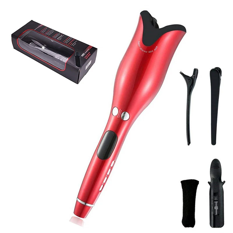 Red with box Новинка, автоматическая Плойка для завивки волос, 1 дюйм, вращающаяся керамическая парикмахерская плойка, волшебная Плойка для завивки волос, стайлер для завивки волос - Цвет: Red with box