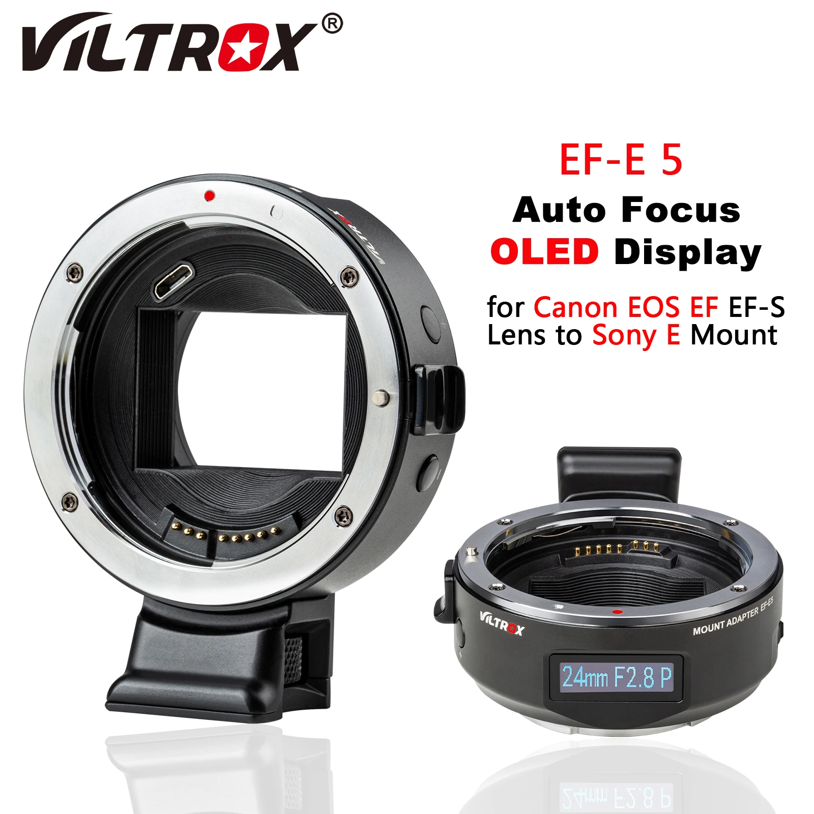 

Viltrox EF-E5 Lens Smart Adapter Ring Auto Focus OLED Display Full Frame For Canon EOS EF EF-S Lens To Sony E Mount Camera A7II