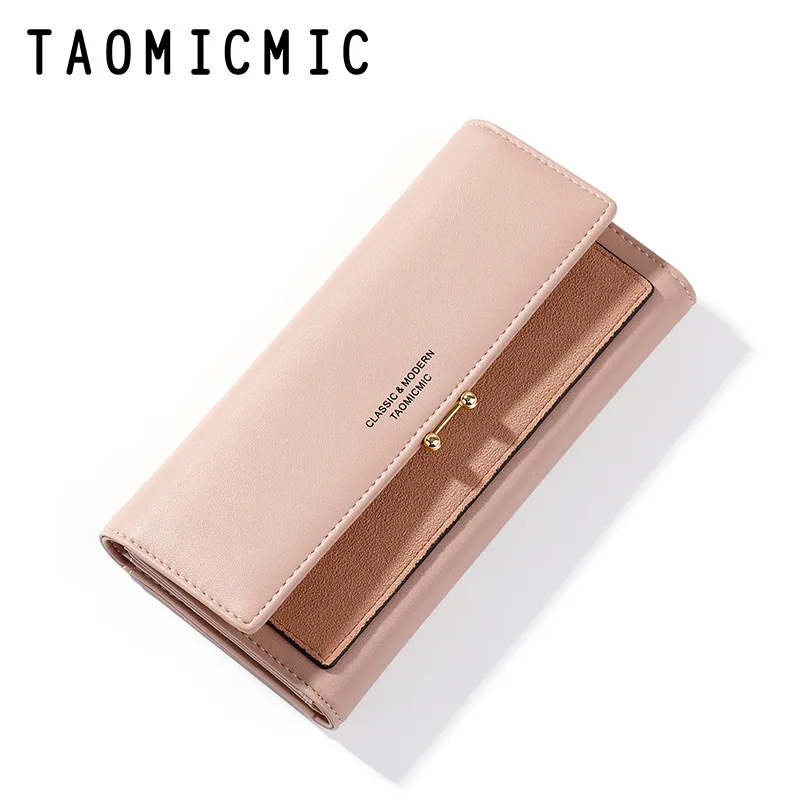

TAOMICMIC Fashion Leather Simple Womens Wallets and Purses Hasp Phone Coin Pocket Card Holder Ladies Carteras Clutch Wallet
