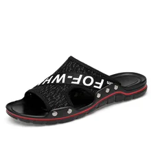 Г., мужские кожаные Нескользящие тапочки большого размера повседневные сандалии в Корейском стиле с мягкой подошвой мужские