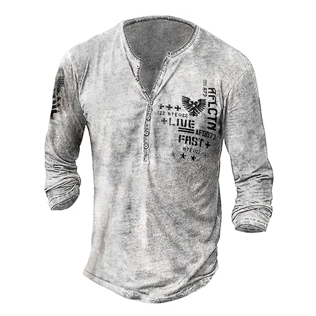 Bababuy High Quality Imitation Cotton T Shirts Men Long Sleeve Punk Style Tops Oversized V Collar 66 3D Printed T Shirts CT09