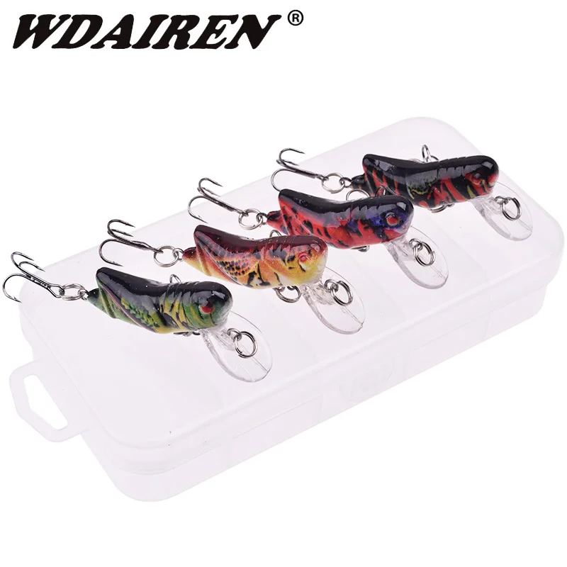 

4Pcs/Lot Mixed Color Fishing Lure Set Mini Wobbler Jerkbait 4.5cm 3.5g Hard Bait Small Minnow Sinking Crank Bass Lures Box Kit