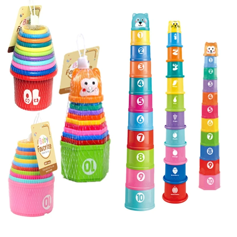 

6 Month Baby Toys Educational Figures Letters Foldind Stack Cup Tower Children Early Intelligence Alphabet Toy for Infant