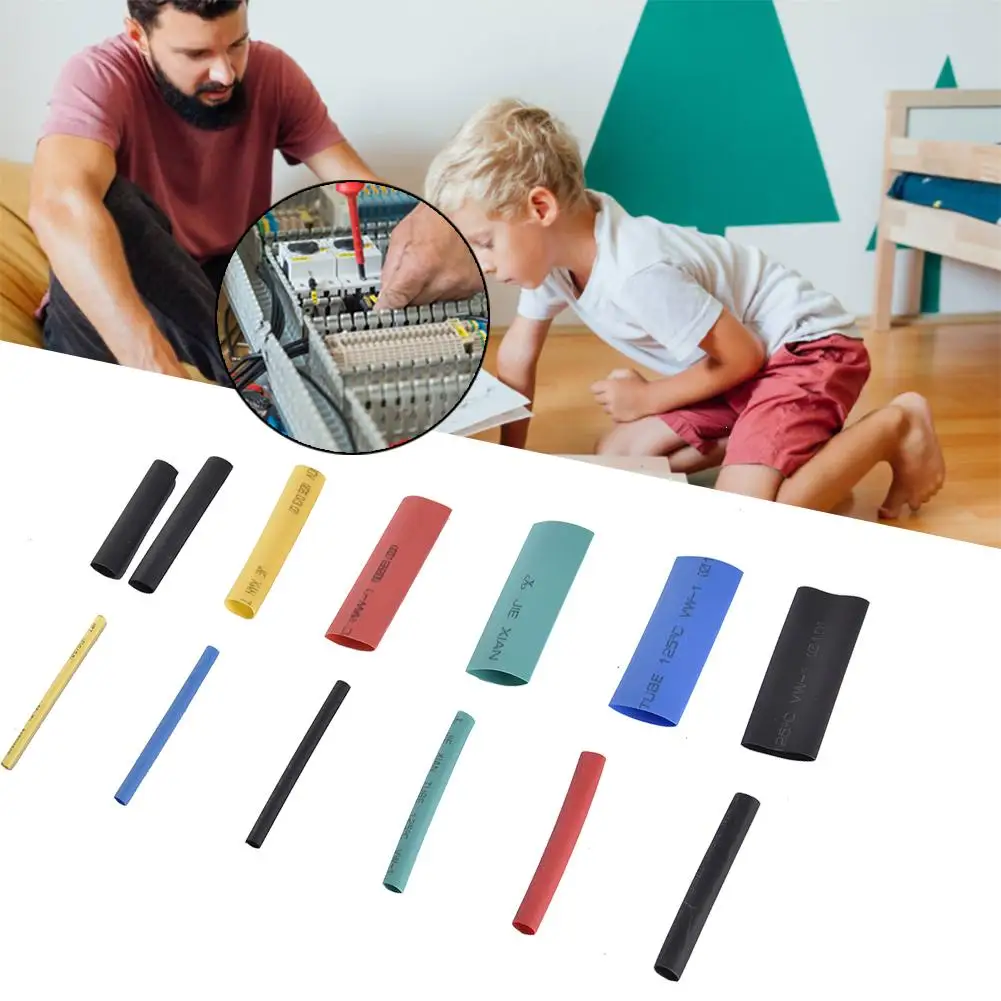 295PCS Polyolefin Heat Shrink Tube Set Retractable Tube Wire Cable Kit Sleeve PE Heat Tube Flame Retardant Assortment Electronic