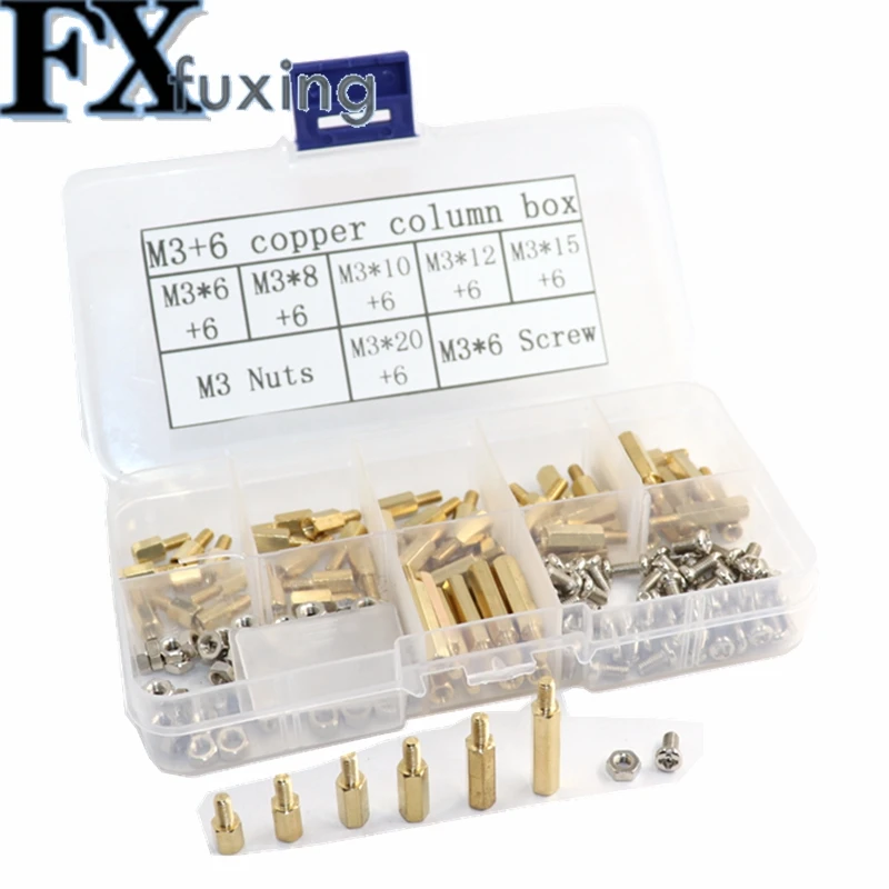 180Pcs/Set M3 Hex Head Brass Spacing Screws Threaded Pillar PCB Computer PC Motherboard StandOff