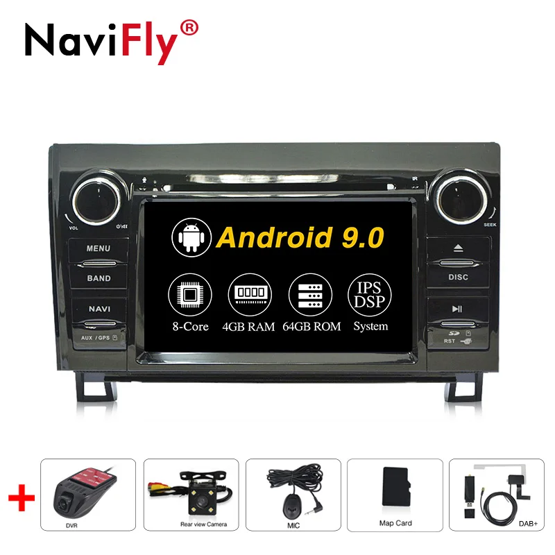 Ips DSP 8Core 4+ 64G Android 9,0 Автомобильный dvd Радио мультимедийный плеер для Toyota Sequoia Tundra gps навигация wifi 4G - Цвет: 8Core Camera DVR DAB