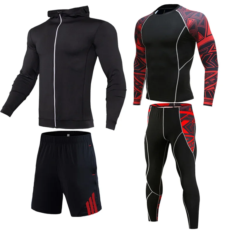 

Men's Sports Suit Running Set sportswear Basketball Trainning Fitness GYM Workout Leggings Tights Men Compression Shirt