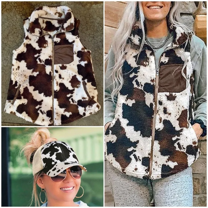 cow print sherpa pullover