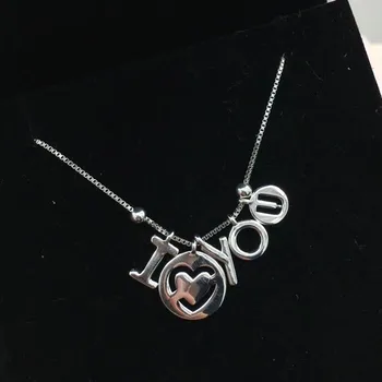

Memnon I love you chain Necklaces for Women 925 sterling silver Heart pendant necklace Fine Jewelry gift to lover NC0925