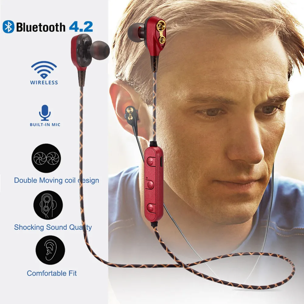 Mosunx HIFI сабвуфер Беспроводная bluetooth-гарнитура, спортивные двухмощные наушники для водителей bluetooth-гарнитура, встроенный микрофон