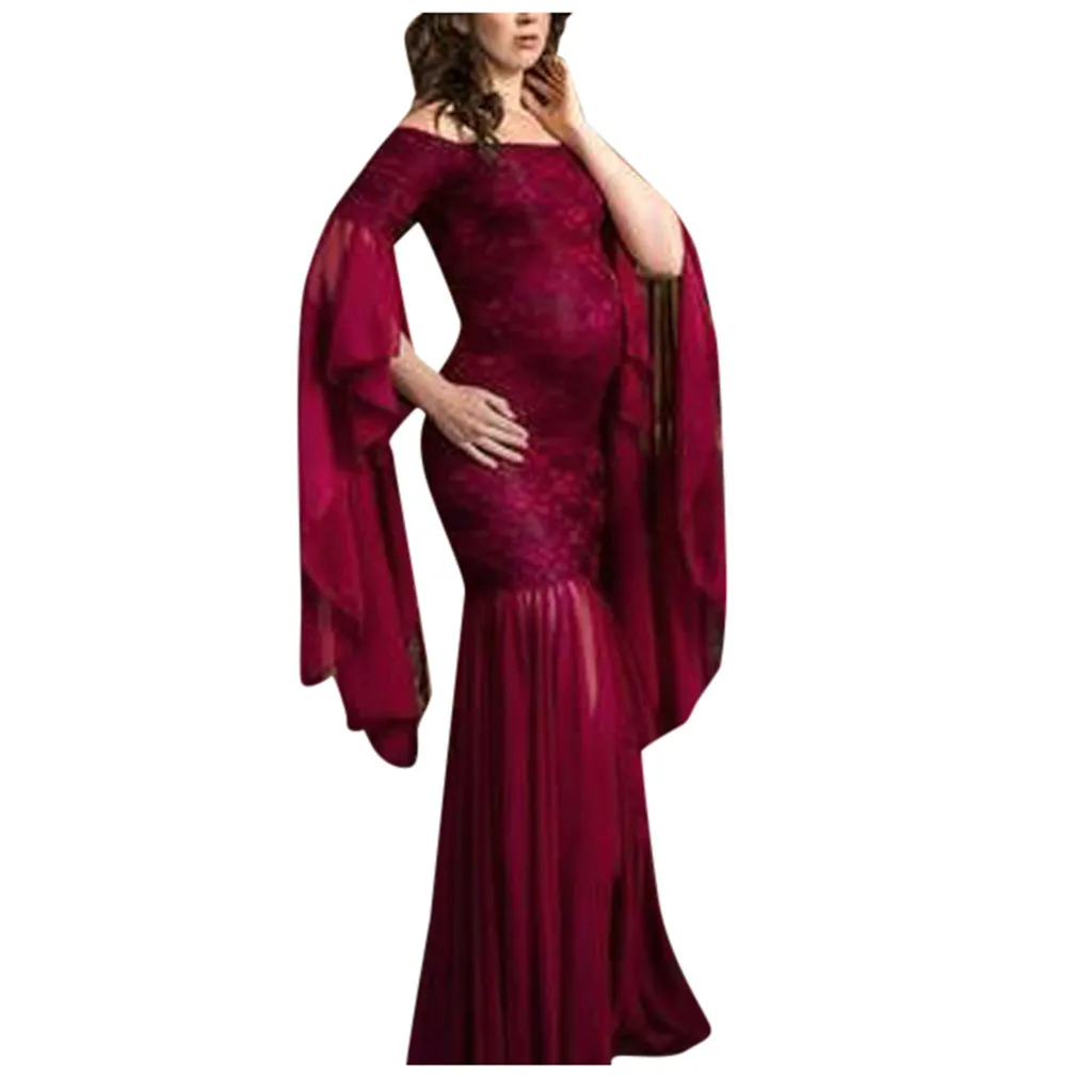 C Платья для беременных для фотосессии платье для беременных vestidos платье для беременных vestido embarazada с длинными рукавами в стиле пэчворк Z4 - Цвет: C