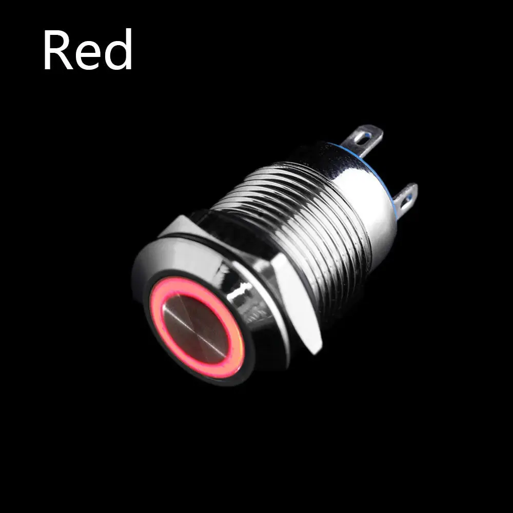 Red ring mark 1 шт. 12 мм самовосстанавливающийся светодиодный металлический кнопочный переключатель 3 в 5 в 6 в 12 В 24 В 220 В мгновенная кнопка автоматический сброс кольцо светодиодный кнопочный выключатель - Цвет: Red ring mark