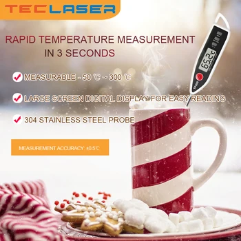 

TECLASER Food Thermometer RED TP300 Digital Kitchen Thermometer For Meat Milk Cooking Food Probe BBQ Electronic Kitchen Tools