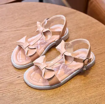 

2020 Newest Children's Princess Beach Sandals Bow-knot Pearls Rhinestone Soft Girls Flats For Kids Bling Butterfly-knot Shoes