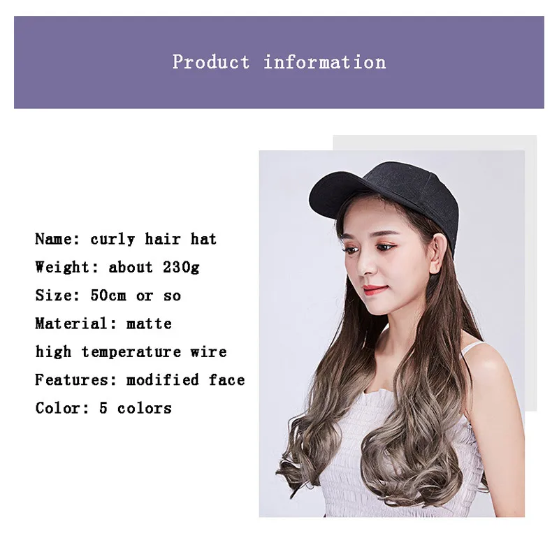 Wig female long curly hair big wave hat with wig one female summer fashion natural cap