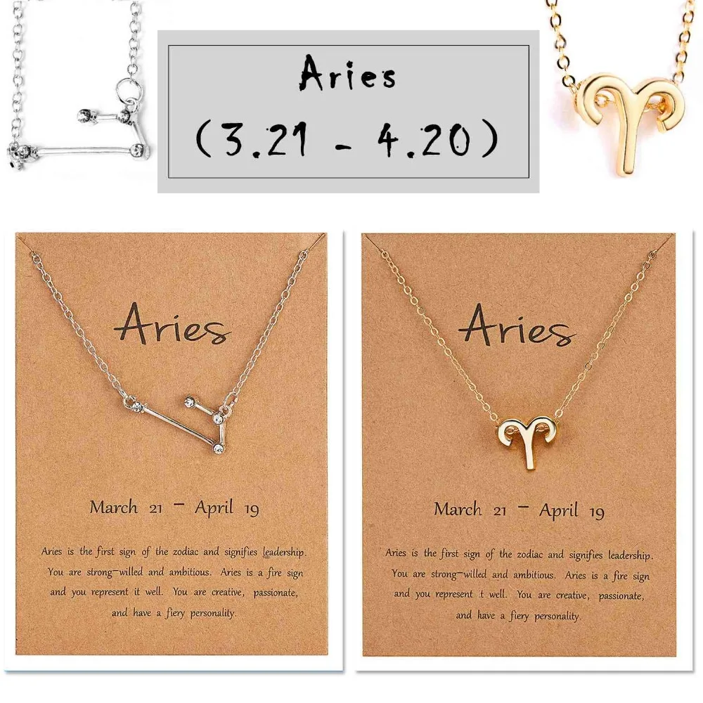 12 Созвездие зодиака знак ожерелье Золотое серебро пара продается для женщин ювелирные изделия с карточкой сообщения Leo Libra Aries ожерелье Подарки