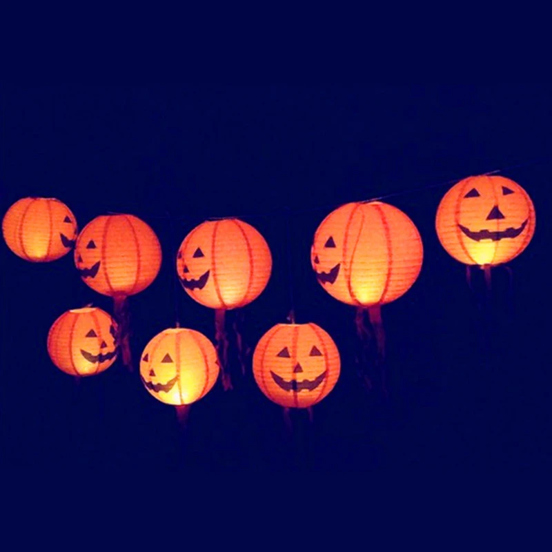 1pcs 20cm/30cm/40cm Halloween DIY Paper Pumpkin Hanging Lantern For Bar KTV Ghost Festival Ornaments