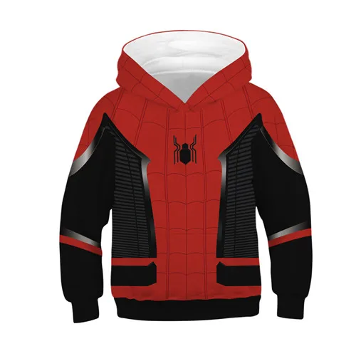 XT277-Red Новые толстовки с капюшоном для мальчиков и девочек; Верхняя одежда для подростков; сезон весна-осень; детские толстовки с капюшоном и человеком-пауком; детские топы с длинными рукавами и принтом - Цвет: XT277-Red