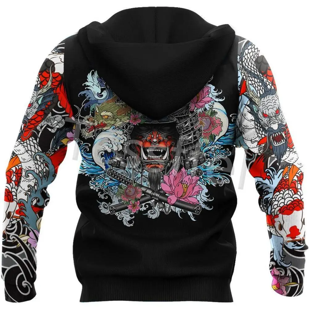 Tessffel Japan Samurai Tattoo 3D Printed New Men's Sweatshirt Harajuku Zipper Hoodie Casual Unisex Jacket Pullover Style-13