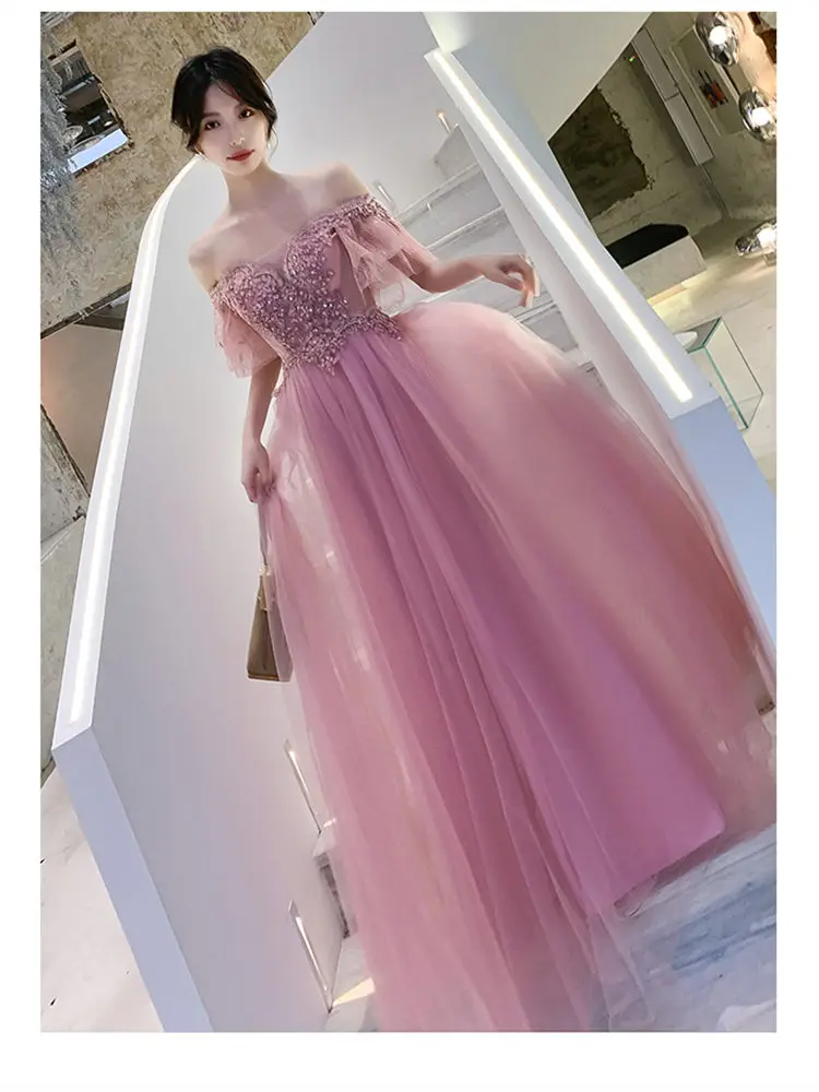 It's Yiya вечерние платья вырез лодочкой Плюс Размер короткий рукав платье с аппликацией De Soiree длина до пола женские вечерние платья E896 - Цвет: pink