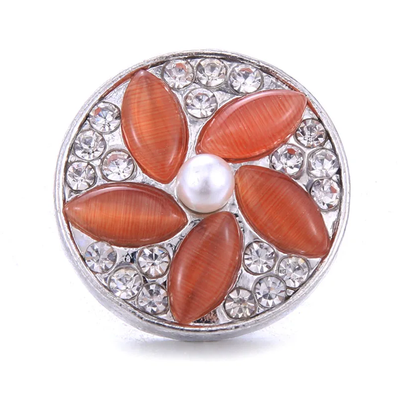 10pcs/lot Wholesale Snap Jewelry 18mm Snap Buttons Mixed Black Rhinestone Metal Flower Snaps Buttons for Snap Bracelet Bangle - Окраска металла: A1806-RED