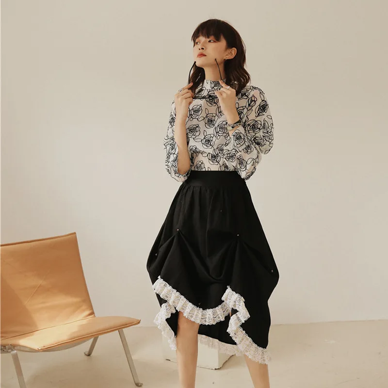 

Hemp Can Be Worn with Arbitrary Deformation Half-length Skirt and Black Mid-length Autumn New Style of 2019 Black Skirt Women