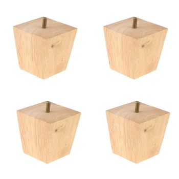 

PACK 4 Universal Furniture Feet Sofa Leg Solid Wood Square Cone Shape Burlywood