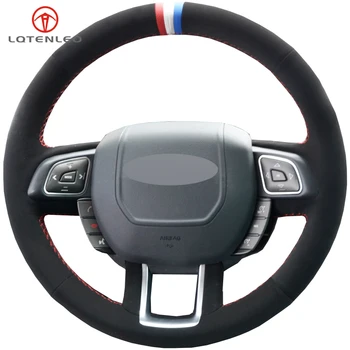 

LQTENLEO Black Suede DIY Hand-stitched Car Steering Wheel Cover For Land Rover Range Rover Evoque 2012-2018