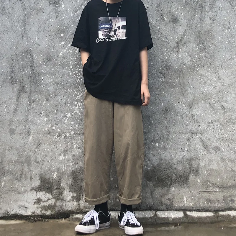

Vintage Pants Women Solid Trousers Women Loose Causal Pants Full Length Wide Leg Pants Korean Straight Pantalones Mujer