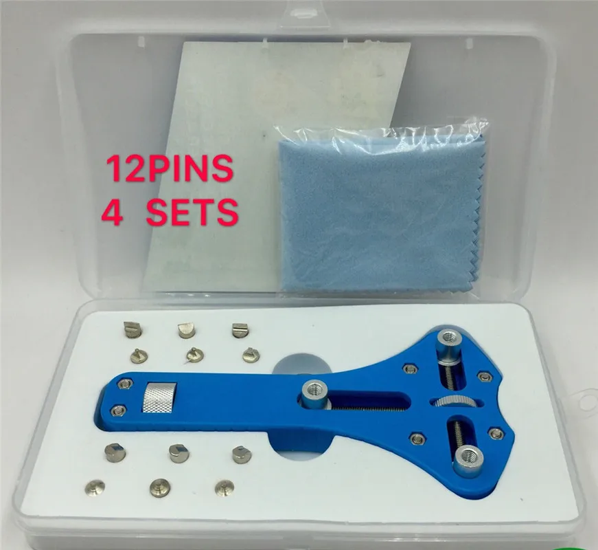 Universal Watch Back Case Opener Die Alloy Watchmaker Repair Tool Adjustable Watch Back Case Three-leg Opener with 12 Pins